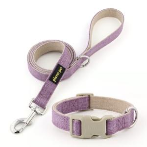 Plutus Pet Cotton Hemp Dog Collar and Leash Set, Adjustable Collar for Small, Medium, and Large Dogs, Heavy Duty and Soft on Skin, Lavender, S