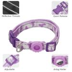 JSXD Dog Leash and Collar Set with AirTag Holder for Small Medium Large Dogs,5 FT Double Rope Leashes with Adjustable Reflective Soft Padded Nylon Pet Collars (Purple, Small)