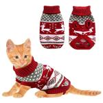 Vehomy Dog Christmas Sweaters Pet Winter Knitwear Xmas Clothes Classic Warm Coats Reindeer Snowflake Argyle Sweater for Kitty Puppy Cat-S