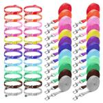 48 Pcs Dog Collar and Leash Set, Polypropylene Adjustable Puppy Collars for Medium Dogs Small Pet Puppy Walking Training with Hook and Buckle(Multicolor,Solid Pattern)