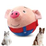 Jiexily Active Moving Pet Plush Toy, 2025 New Squeaky Moving Dog Ball Toy Interactive Puppy Toys, Rechargeable Cartoon Plush Bounce Talking Toys to Keep Them Busy (Red Pig)