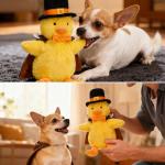 EXPAWLORER Thanksgiving Squeaky Duck Dog Toy - Soft Plush Stuffed Toys with Turkey Costume, Interactive Chew Toy with Squeakers to Keep Them Busy, Best Gift for Puppy Small Medium Large Dogs Training