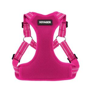 Best Pet Supplies Voyager Mesh Dog Breathable Harness Reflective Stitching, All Weather Adjustable for Walking Training, or Running - Heavy Duty & Durable, Harness (Fuchsia), S