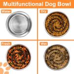 2-in-1 Metal Dog Bowl with Slow Feeder Insert, Stainless Steel Dog Bowls Food Grade 304, Water Food Bowl with Anti-Slip Silicone Base for Small, Medium, Large Dogs