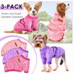 3 Pack Dog Sweaters for Small Dogs Girl Boy Winter Fleece Clothes Warm Soft Dog Sweatshirt Outfit for Dogs Cats Pet Apparel (Pink+Rose+Purple, X-Small)