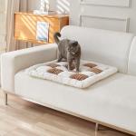 Awjcsv Washable Dog Bed, Plush Dog Crate Beds Comfy Pad, Anti-Slip Pet Mat for Medium, Small Dogs Breeds (Brown, 27.6" L x 27.6" W x 2.3" Th)