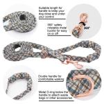 Hilkycton Plaid Dog Collar Leash Set with Bow Tie Adjustable Cute Puppy Collar with Durable Metal Buckle Girls Boys Dog Collar for Small Medium Large Dogs Vintage-M