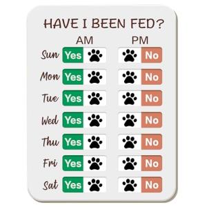 Dog Feeding Reminder, Dog Fed Sign Tracker -Daily Am/Pm Chart Slider Sign for Pet Fed and Pill Reminder, Easy to Use On Fridge Or Wall with Adhesive and Magnet,Pet Supplies