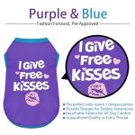 Color-Blocked Dog Tank Top with Playful Heat Transfer Designs – Lightweight Polyester Shirt for Small,MediumDogs, Perfect for Casual Outings.I Give Free Kisses Deep Purple XS