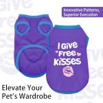 Color-Blocked Dog Tank Top with Playful Heat Transfer Designs – Lightweight Polyester Shirt for Small,MediumDogs, Perfect for Casual Outings.I Give Free Kisses Deep Purple XS