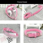 Newtensina Dog Collar & Harness & Lead Sets Fashion Dog Collar Diamante with Harness & Leashes Comfortable Soft Collar Harness and Leashes Set for Dog - Pink - XS
