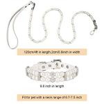 Weewooday 2 Pcs Dog Wedding Collar with Leash Pearl Necklace Collar and Beaded Leash with Lockable Hooks and 2 Rows of Pearls Adjustable for Pet Cat Bridal(Medium)