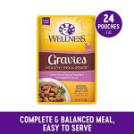 Wellness Healthy Indulgence Gravy Adult Wet Cat Food, Natural, Protein-Rich, Grain Free, 3 Ounce Pouch, 24 Pack, (Tuna & Mackerel)
