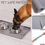 MateeyLife Silicone Cat & Dog Food Mat for Floors Waterproof, Anti-Slip Dog Bowl Mats for Food and Water, Pet Feeding Mats with Lip to Prevent Spills, Pet Placemat for Messy Drinkers to Protect Floors