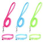 Giantree 3 Pcs Dog Collar and Leash Set, Nylon Puppy Collar and Leash Set, Puppy Collars with Bell Paw Print, Quick Release Buckle Adjustable Training Rope for Small Dogs Pet Cat Kitten