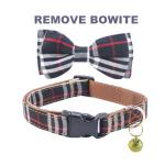 Yizepet Dog Collar and Leash Set-Plaid Puppy Collar with Bow Tie - Adjustable pet Collar for Dogs with Bell, Stylish Pattern for Small Medium or Large Boy and Girl Dog