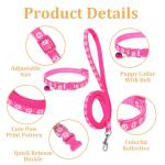 Giantree 3 Pcs Dog Collar and Leash Set, Nylon Puppy Collar and Leash Set, Puppy Collars with Bell Paw Print, Quick Release Buckle Adjustable Training Rope for Small Dogs Pet Cat Kitten