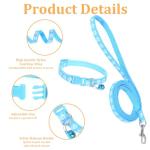 Giantree 3 Pcs Dog Collar and Leash Set, Nylon Puppy Collar and Leash Set, Puppy Collars with Bell Paw Print, Quick Release Buckle Adjustable Training Rope for Small Dogs Pet Cat Kitten