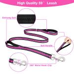 WINSEE Pet Harness Collar and Leash Set, All-in-one Reflective Dog Harness No Pull with Adjustable Buckles for Puppies, Small, Medium, Large, and Extra-Large Dogs (Large, Rosy)
