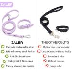 ZALER Dog Collar and Leash Set, Waterproof Adjustable Odor Proof Pet Collars Leashes Easy to Clean, 6FT Dog Leash with 2 Hooks for Large, Medium Small Dogs (M, Purple)
