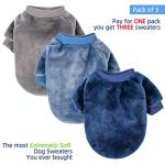 FabriCastle Small Dog Sweater, 3-Pack Dog & Cat Clothes, Soft and Warm Pet Jackets for Small Dogs Boy & Girl, Winter Pet Apparel Costumes, Puppy Outfits (Grey,Blue,Dark Blue, X-Large)