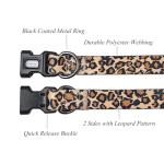 Olahibi Dog Collar Leash Set, Leopard Pattern, Polyester Material, Adjustable Collar and 5ft Matching Leash, for Large Dogs.(L, Brown Leopard)