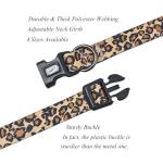 Olahibi Dog Collar Leash Set, Leopard Pattern, Polyester Material, Adjustable Collar and 5ft Matching Leash, for Large Dogs.(L, Brown Leopard)