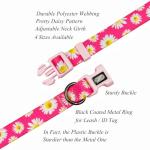 Olahibi Dog Collar and Leash Set, Cute Pink Daisy Pattern, Polyester Material, 5ft Leash, for Medium Dogs.(M, Daisy Set)