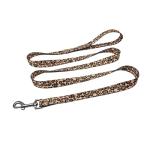 Olahibi Dog Collar Leash Set, Leopard Pattern, Polyester Material, Adjustable Collar and 5ft Matching Leash, for Large Dogs.(L, Brown Leopard)