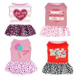Pistha 4 Pack Dog Dresses Adorable Girl Puppy Printed Dresses Pet Doggy Clothes for Small Dogs Girl Holiday Apparel Dresses(S)