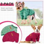 2 Pack Dog Sweaters for Small Dogs Girl Boy Winter Fleece Clothes Warm Soft Dog Sweatshirt Outfit for Dogs Cats Pet Apparel (Wine Red+Green, Small)