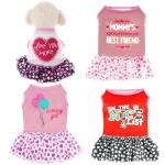 Pistha 4 Pack Dog Dresses Adorable Girl Puppy Printed Dresses Pet Doggy Clothes for Small Dogs Girl Holiday Apparel Dresses(S)
