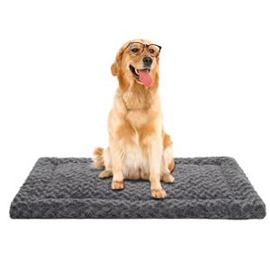 Washable Dog Bed Mat Ultra Soft Dog Crate Pad Comfy Fluffy Pet Kennel Beds Dog Sleeping Mattress for Large Jumbo Medium Small Dogs, 41 x 27 Inch, Gray