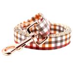 Elegant little tail Dog Collar with Leash, Fall Plaid Pet Collar Leash Adjustable Collar for Small Medium Large Dogs Soft Puppy Collars with Quick Release Buckle Girl Boy Dog Collars