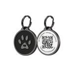 Pet Dwelling QR Dog ID Tag – Smart Dog Tag & Cat Tag with Free Personalized Online Profile, Instant Scan Alerts & AI Powered Insights (Lux Black Paw)