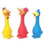 LLSPET Dog Squeaky Toys 3 Pcs Rubber Chicken Dog Toy, Squeaking Fun Chew Toy for Dogs Indoor and Outdoor Interactive Toys for Medium and Large Breeds 7.9 inch