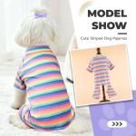 BAEJMJK Striped Dog Pajamas Stretchy Cute Four-Legged Boy Girl Dog Clothes with Sleeves Comfortable Dogs Jumpsuit Colorful Pet Puppy Outfits Apparel for Small Medium Dogs Cats(Pink,Pink,X-Small)