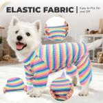 BAEJMJK Striped Dog Pajamas Stretchy Cute Four-Legged Boy Girl Dog Clothes with Sleeves Comfortable Dogs Jumpsuit Colorful Pet Puppy Outfits Apparel for Small Medium Dogs Cats(Pink,Pink,X-Small)