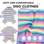 BAEJMJK Striped Dog Pajamas Stretchy Cute Four-Legged Boy Girl Dog Clothes with Sleeves Comfortable Dogs Jumpsuit Colorful Pet Puppy Outfits Apparel for Small Medium Dogs Cats(Pink,Pink,X-Small)