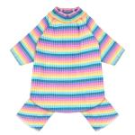 BAEJMJK Striped Dog Pajamas Stretchy Cute Four-Legged Boy Girl Dog Clothes with Sleeves Comfortable Dogs Jumpsuit Colorful Pet Puppy Outfits Apparel for Small Medium Dogs Cats(Pink,Pink,X-Small)