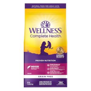 Wellness Complete Health Adult Dry Cat Food for Indoor Cats, Grain Free, Natural, Salmon and Herring Meal (5.5 Pound Bag)
