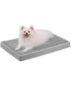 KSIIA Orthopedic Dog Bed Medium Size Dog with Removable Machine Washable Cover Waterproof Crate Pad with Egg Crate Foam and Non-Slip Bottom, 29x18 Inch, Light Gray