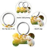 Hotop 16 Pieces Sublimation Blank Dog Tags Aluminum Bone Shaped Pet Name ID Tags Double Sided with 16 Pieces Key Rings for Dogs and Cats