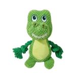 Cute Animals Interactive Squeaky Dog Toy with a vocal bladder, Crinkle Paper Stuffed Soft Cotton Chew Toy, Teething Rope Tug of War Pull Toy to Keep Them Busy for Puppy, Small Dogs - Green T.Rex