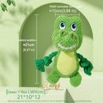 Cute Animals Interactive Squeaky Dog Toy with a vocal bladder, Crinkle Paper Stuffed Soft Cotton Chew Toy, Teething Rope Tug of War Pull Toy to Keep Them Busy for Puppy, Small Dogs - Green T.Rex