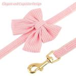 Dog Collar and Leash Set - Metal Buckle Adjustable Puppy Collar, Cute Dog Collar and Leash Set with Flower Bow Tie, Puppy Collar with 5 FT Leash, Soft & Comfortable Collar for Small Medium Dogs-S