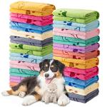 Tatuo 22 Pcs Dog Towels for Drying 20 x 40 Inch Pet Bath Towels Absorbent Microfiber Towel Quick Drying Puppy Bathing Supplies for Small Medium Large Dog Puppy Cat(Colorful,Bone Pattern)