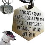 Funny Dog Tags,Stainless Steel Funny Pet Tag,Deeply Engraved Dog Collar Tag,Pet Cat Collar Charm Gift for Cats Owner Dog Lover (Mom)