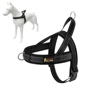 Plutus Pet No Pull Dog Harness with Breathable Mesh Padded, Adjustable Reflective Escape Proof Dog Harness, Quick Fit Dog Vest Harness for Small Medium Large Dogs(L, Black)