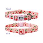 Olahibi Dog Collar Leash Set, Fruit Pattern, Polyester Material, Adjustable Collar and 5ft Matching Leash, for Medium Dogs.(M, Pink Cherry)